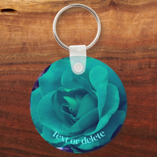 Aqua Rose Blume Personalisiert Schlüsselanhänger (Vorderseite)