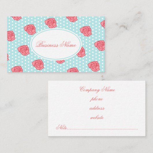 Aqua Rose Business Card Visitenkarte (Vorne/Hinten)