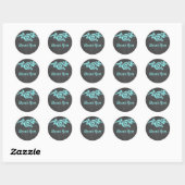 Aqua Rose Chalkboard Danke Stickers (Blatt)