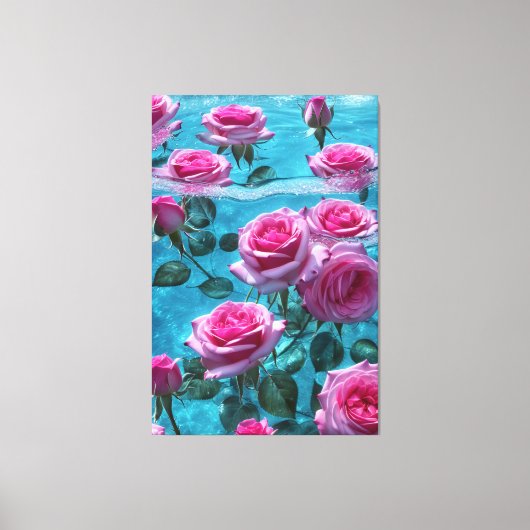 Aqua Rose Gestrickte Canvas Print Leinwanddruck (Vorderseite)