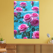Aqua Rose Gestrickte Canvas Print Leinwanddruck (Insitu (Wohnzimmer))