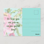 Aqua-Rose Glitzer Save the Date Postkarte (Rückseite)