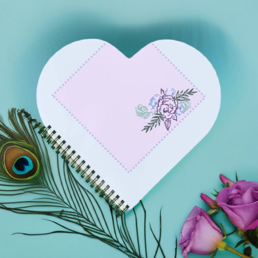 Aqua Rose Heart Notebook Notizblock