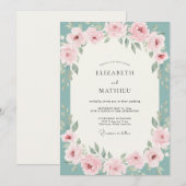 Aqua-Rosé-Hochzeit Einladung (Vorne/Hinten)