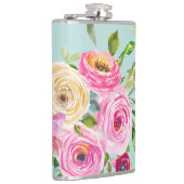 Aqua: Rose in Rosa und Creme Flachmann (Rechts)