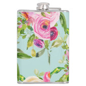 Aqua: Rose in Rosa und Creme Flachmann (Rückseite)