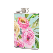 Aqua: Rose in Rosa und Creme Flachmann (Links)