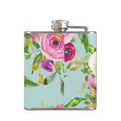 Aqua: Rose in Rosa und Creme Flachmann (Rückseite)