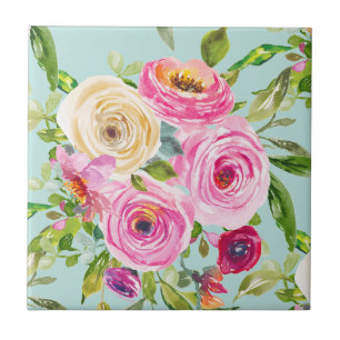 Aqua: Rose in Rosa und Creme Fliese