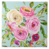 Aqua: Rose in Rosa und Creme Fliese (Vorderseite)