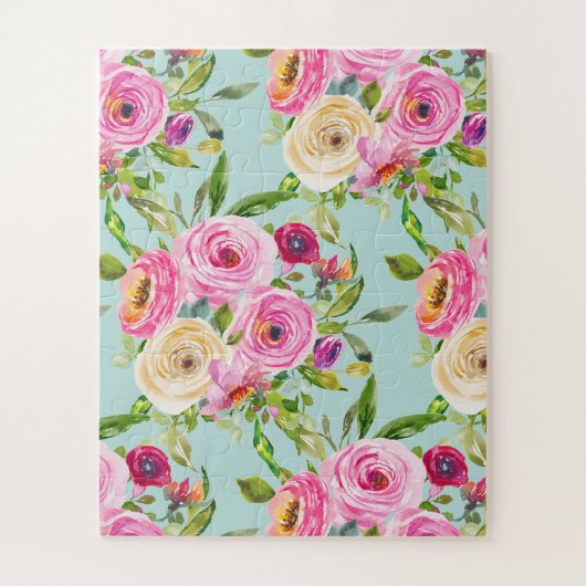 Aqua: Rose in Rosa und Creme Puzzle (Vertikal)