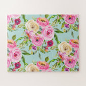 Aqua: Rose in Rosa und Creme Puzzle (Horizontal)