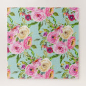 Aqua: Rose in Rosa und Creme Puzzle (Horizontal)