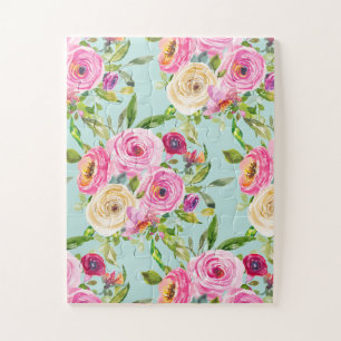Aqua: Rose in Rosa und Creme Puzzle