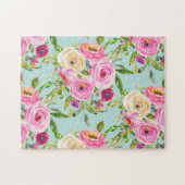 Aqua: Rose in Rosa und Creme Puzzle (Horizontal)