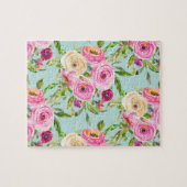 Aqua: Rose in Rosa und Creme Puzzle (Horizontal)