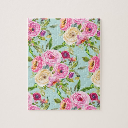 Aqua: Rose in Rosa und Creme Puzzle (Vertikal)