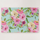 Aqua: Rose in Rosa und Creme Puzzle (Horizontal)