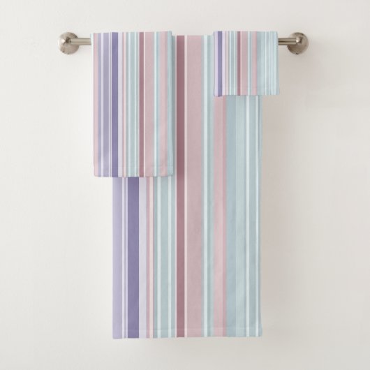 Aqua, Rosé und Lavendelstreifen Badhandtuch Set (Insitu)