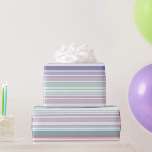 Aqua, Rosé und Lavendelstreifen Geschenkpapier