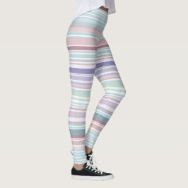 Aqua, Rosé und Lavendelstreifen Leggings