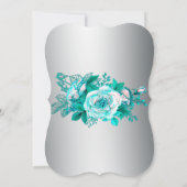 Aqua Rose und Silber Elegance Kurvige Hochzeit Einladung (Rückseite)