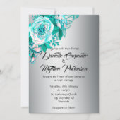Aqua-Rose und Silberhochzeit Einladung (Vorderseite)