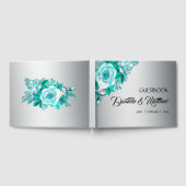 Aqua Rose und Silver Wedding Gästebuch (Voll)