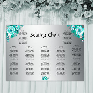 Aqua-Rose und Silver Wedding Reception Sitzplatz Poster