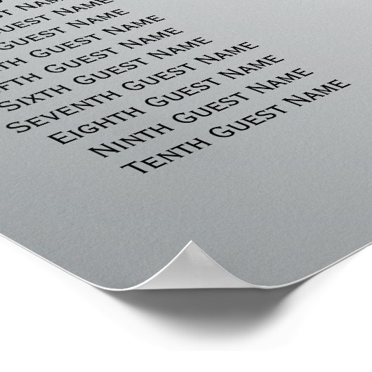 Aqua-Rose und Silver Wedding Reception Sitzplatz Poster (Ecke)