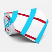 Aqua-rote weiße diagonale Krawatte (Gerollt)