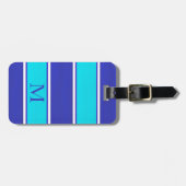 Aqua Royal Blue Cabana Stripes Gepäckanhänger (Vorderseite horizontal)