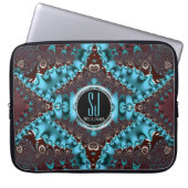 Aqua Royale Fraktal Lace Monogram Notebook Laptopschutzhülle (Vorderseite)
