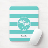 Aqua Rugby Streifen Tropisches Palm Logo mit Namen Mousepad (Mit Mouse)