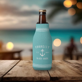 Aqua Rustic Anchor Personalisiert Beach House Flaschenkühler