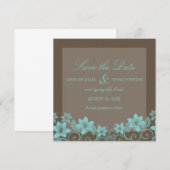 Aqua Rustic Floral Save the Date einladen (Vorne/Hinten)