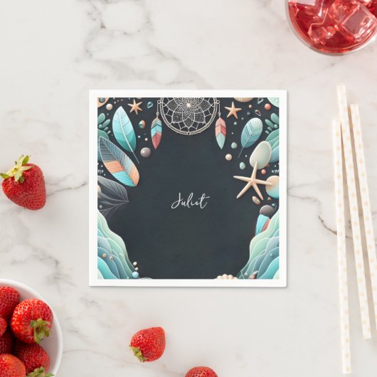 Aqua-Sand-Brautparty Serviette (Beispiel)