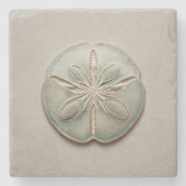 Aqua Sand Dollar Coastal Steinuntersetzer (Vorderseite)