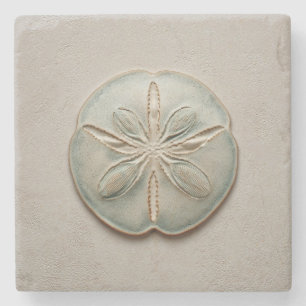 Aqua Sand Dollar Küstenstil Steinuntersetzer