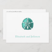 Aqua Sand Dollar Moderne Hochzeitseinladung Einladung (Vorne/Hinten)