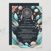 Aqua Sand Work Gestapelt Sea Glass Probe Dinner Einladung (Vorne/Hinten)