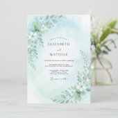 Aqua Sanfte Blütenhochzeit Einladung (Stehend Vorderseite)