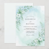 Aqua Sanfte Blütenhochzeit Einladung (Vorne/Hinten)