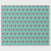 Aqua Santa Armadillo mit Geschenkmuster Geschenkpapier (Flach)