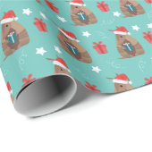 Aqua Santa Armadillo mit Geschenkmuster Geschenkpapier (Rolleneckpunkt)