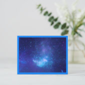 Aqua Sapphire Celestial Galaxy Blue Border Foto Postkarte (Stehend Vorderseite)