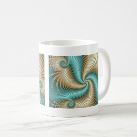Aqua Satin - Fraktal Kaffeetasse (VorderseiteRechts)