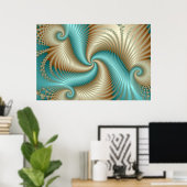 Aqua Satin - Fraktal Poster (Heimbüro)