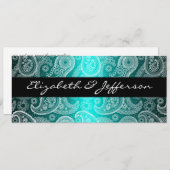 Aqua Satin & White Paisley Lace Einladung Hochzeit (Vorne/Hinten)