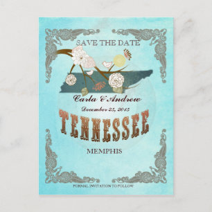 Aqua Save the Date - TN Karte mit hübschen Vögeln